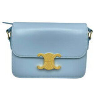 Celine Teen Triomphe Bag Blue Hardware Shiny Calfskin